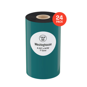 Thermal Transfer Ribbon, Black, 24 Rolls, 1 Inch Core, 4.33