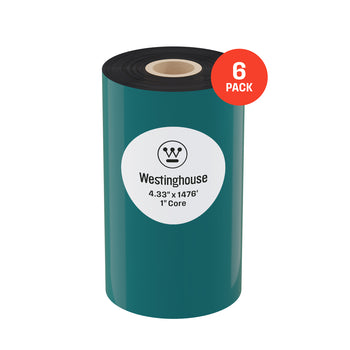 Thermal Transfer Ribbon, Black, 6 Rolls, 1 Inch Core, 4.33