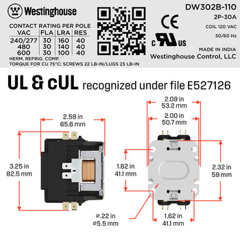 Definite Purpose Contactor 30 Amp 2 Pole 120V Coil