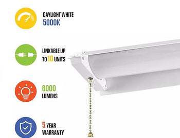 6000 Lumen LED Shop Light with Frosted Lens
