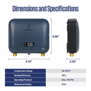 6.5KW Electric Tankless Water Heater, Deep Blue