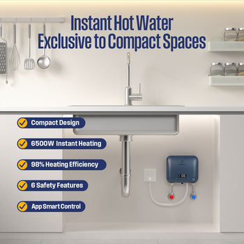 6.5KW Electric Tankless Water Heater, Deep Blue