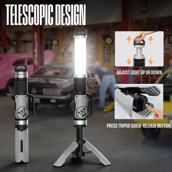 Rechargeable 5000 Lumen LED Work Light With 360° Illumination and Power Bank