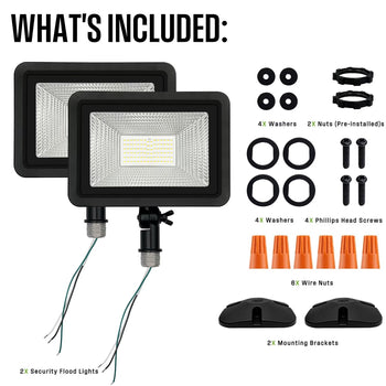 5000 Lumens Integrated LED Flood Light, 2 Pack