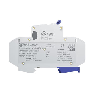 25A 3 Pole Miniature Circuit Breaker C Curve