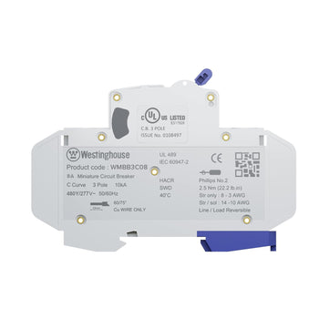 8A 3 Pole Miniature Circuit Breaker C Curve