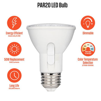 6.5 Watt (50 Watt Equivalent) PAR20 Flood Dimmable Indoor/Outdoor LED Light Bulb with Color Temperature Selection