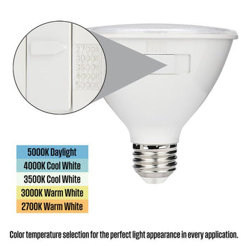 11 Watt (75 Watt Equivalent) PAR30 Short Neck Flood Dimmable Indoor/Outdoor LED Light Bulb with Color Temperature Selection