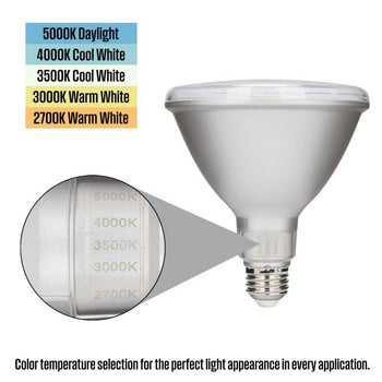 15 Watt (90 Watt Equivalent) PAR38 Flood Dimmable Indoor/Outdoor LED Light Bulb with Color Temperature Selection