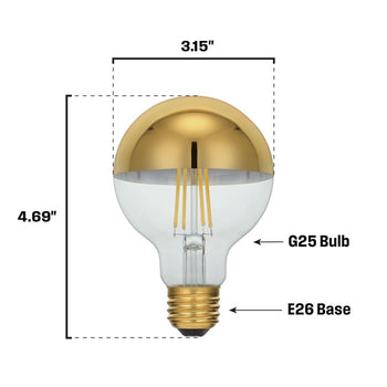 5.5 Watt G25 Flood Dimmable Filament LED Light Bulb 1/2 Gold Medium (E26) Base, 3-Pack