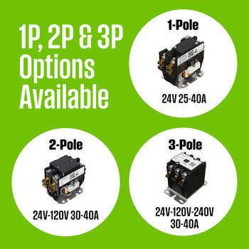 Definite Purpose Contactor 40 Amp 3 Pole 24V Coil