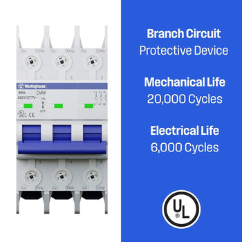 50A 3 Pole Miniature Circuit Breaker (D Curve)