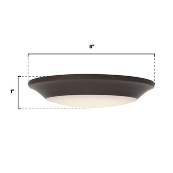 6-Inch Makira 11W Dimmable LED Flush, Black-Bronze Finish