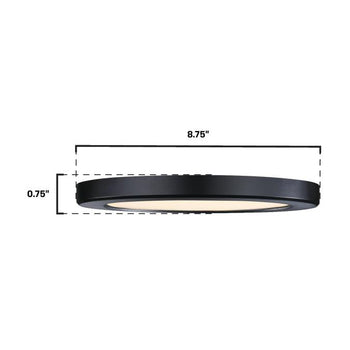 9 inch, 18 Watt Dimmable LED Indoor/Outdoor Flush Mount Ceiling Fixture, Black