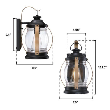 Canyon 8 Inch, One-Light Outdoor Matte Black Wall Fixture