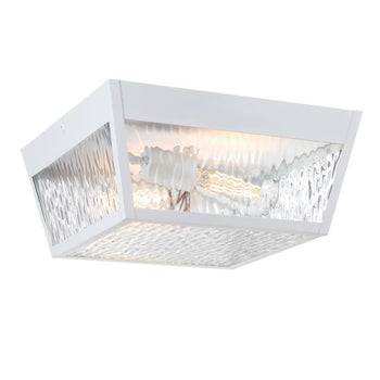 Peterson 12 Inch, Two-Light Outdoor Matte White Surface Mount Ceiling Fixture