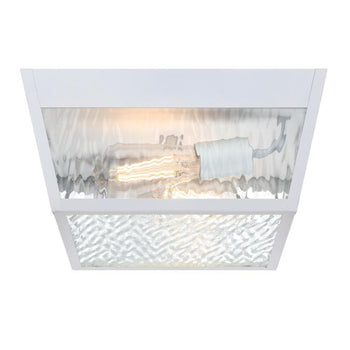 Peterson 12 Inch, Two-Light Outdoor Matte White Surface Mount Ceiling Fixture