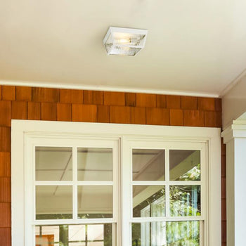 Peterson 12 Inch, Two-Light Outdoor Matte White Surface Mount Ceiling Fixture