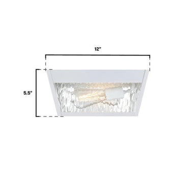 Peterson 12 Inch, Two-Light Outdoor Matte White Surface Mount Ceiling Fixture