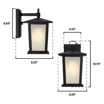 Bedingfield 7 Inch, One-Light Matte Black Outdoor Wall Fixture with Dusk to Dawn Sensor