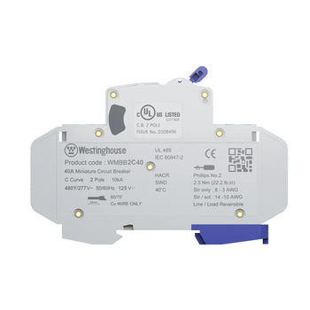 40A 2 Pole Miniature Circuit Breaker (Pack of 3) C Curve