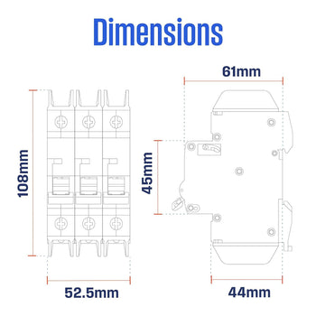 5A 3 Pole Miniature Circuit Breaker (D Curve)
