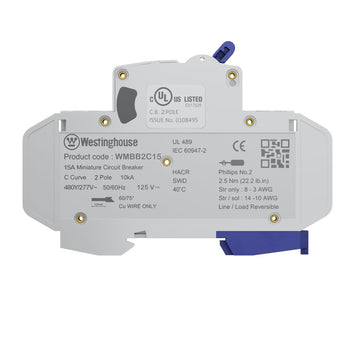 15A 2 Pole Miniature Circuit Breaker C Curve