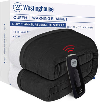 Electric Heated Flannel & Sherpa Blanket, Queen 84