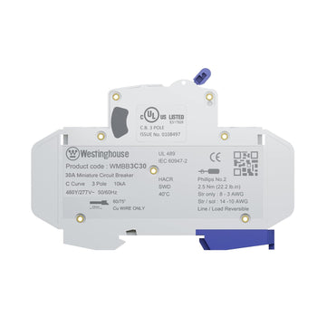 30A 3 Pole Miniature Circuit Breaker C Curve