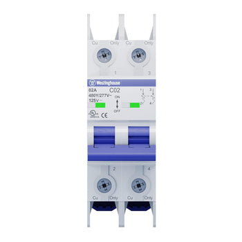 2A 2 Pole Miniature Circuit Breaker C Curve