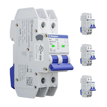 60A 2 Pole Miniature Circuit Breaker (Pack of 3) C Curve