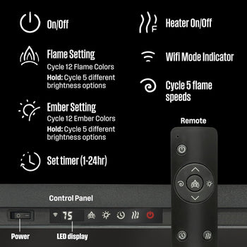 74 Inch Electric Fireplace Heater