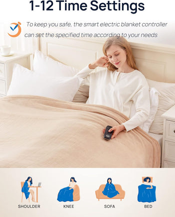 Electric Heated Flannel Blanket, Queen 84