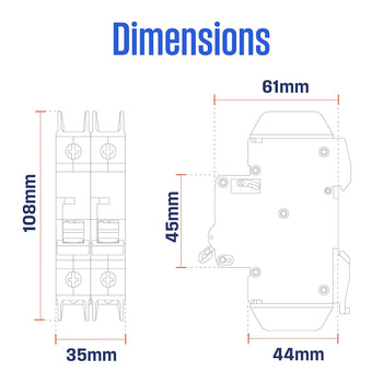 50A 2 Pole Miniature Circuit Breaker C Curve