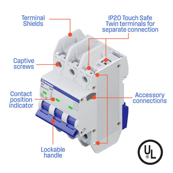 15A 3 Pole Miniature Circuit Breaker D Curve