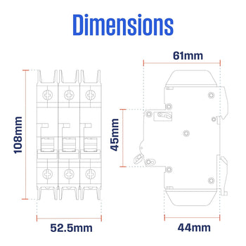 10A 3 Pole Miniature Circuit Breaker C Curve