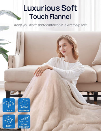 Electric Heated Flannel & Sherpa Blanket, Queen 84