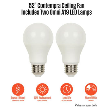 Contempra 52-Inch Indoor/Outdoor Ceiling Fan with LED Light Fixture, Black-Bronze