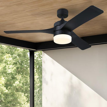Alta Vista 52-Inch Indoor/Outdoor Ceiling Fan, Dimmable LED Light Fixture with Color Temperature Selection, Matte Black