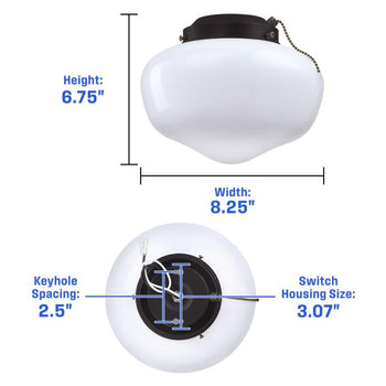 One-Light Schoolhouse Ceiling Fan Light Kit, Indoor/Outdoor