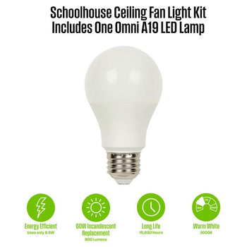 One-Light Schoolhouse Ceiling Fan Light Kit, Indoor/Outdoor