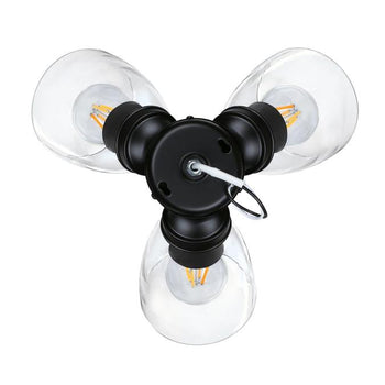 Three-Light Cluster Ceiling Fan Light Kit, Indoor/Outdoor, Matte Black with Clear Glass