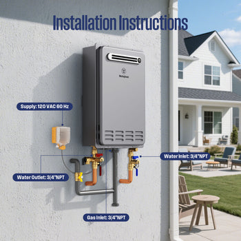 Apolo Performance Tankless Outdoor Natural Gas Water Heater, 120,000 BTU