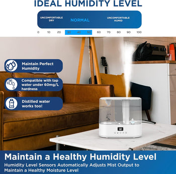 Antimicrobial Air Sterilization Humidifier, White