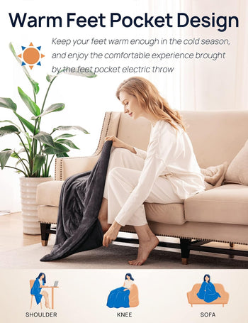 Electric Heated Throw with Foot Pocket 50