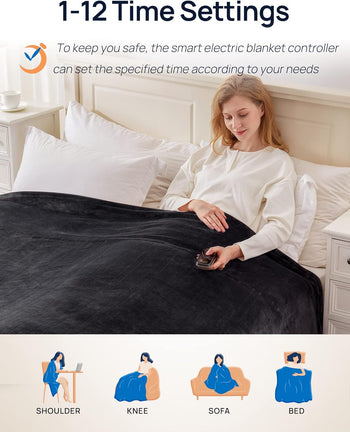Electric Heated Flannel Blanket, Queen 84