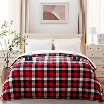 Electric Heated Sherpa Plaid Blanket 84