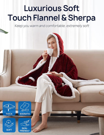 Wearable Heated Hoodie Blanket 60