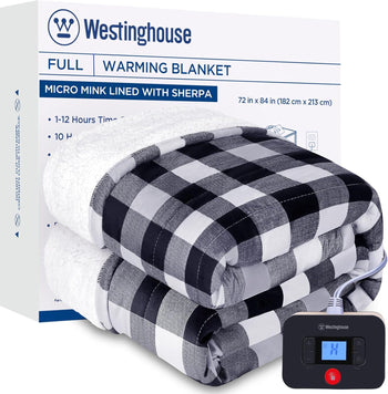 Electric Heated Sherpa Plaid Blanket 72
