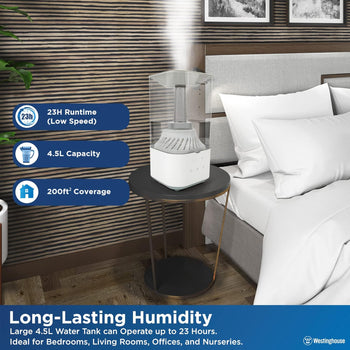 Clear Cool Mist Ultrasonic Humidifier 4.5L Top Fill